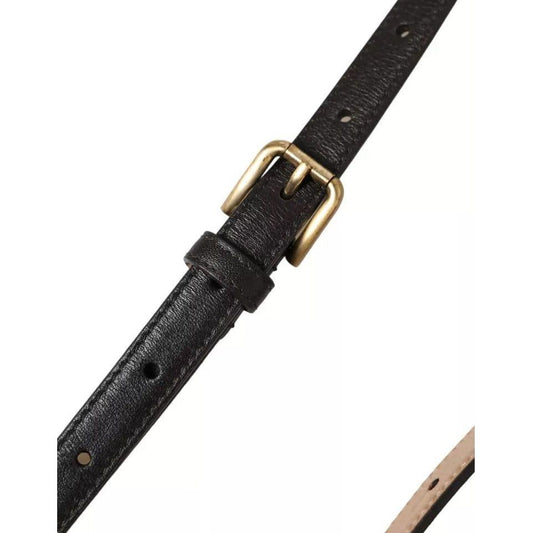 Dolce & Gabbana Dark Brown Leather Gold Metal Buckle Women Belt Dolce & Gabbana