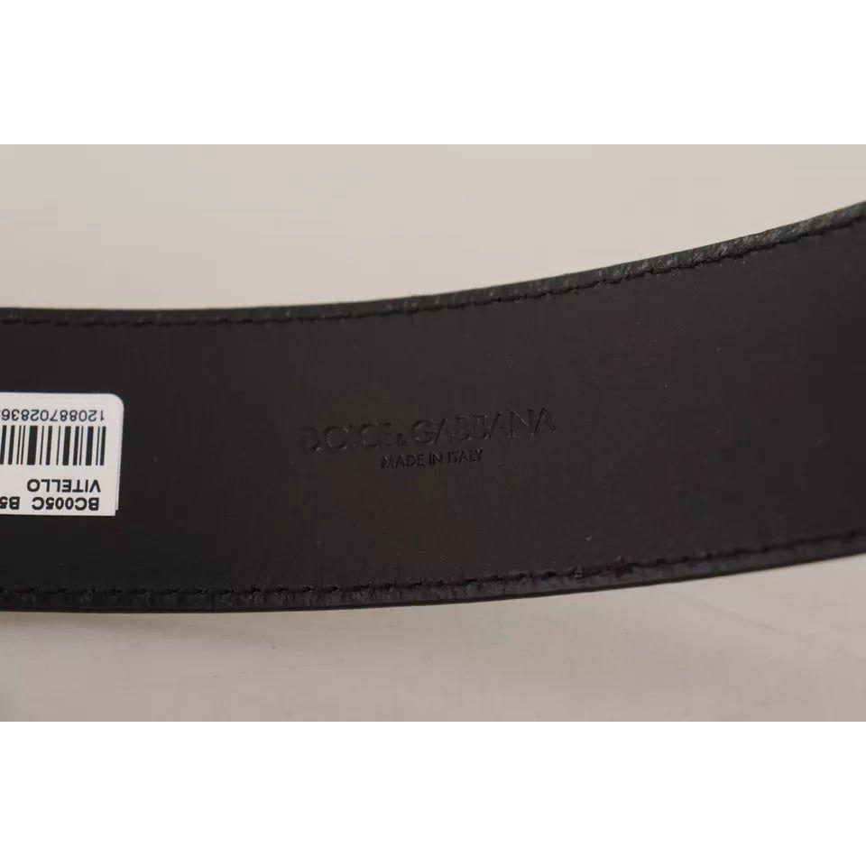 Dolce & Gabbana Dark Brown Leather Logo Engraved Metal Buckle Belt Dolce & Gabbana