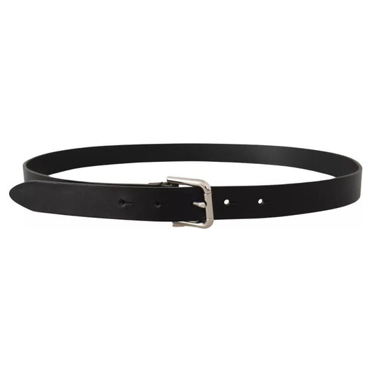 Dolce & Gabbana Black Leather Silver Tone Metal Buckle Classic Belt Dolce & Gabbana