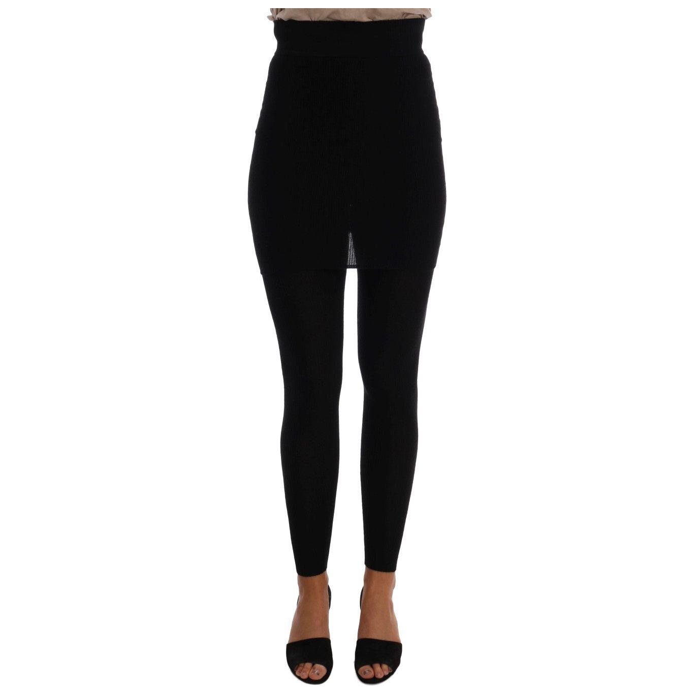 Dolce & Gabbana Black Cashmere Silk Stretch Tights Stockings