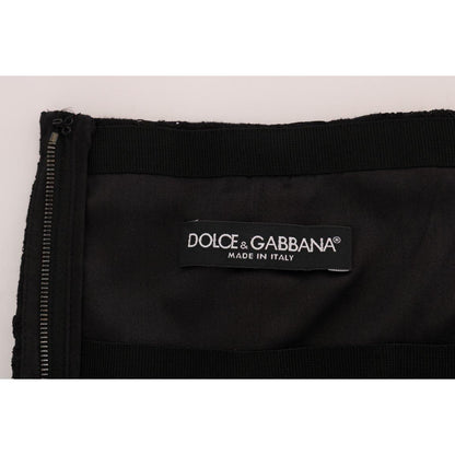Dolce & Gabbana Black Floral Cutout Lace A-Line Skirt
