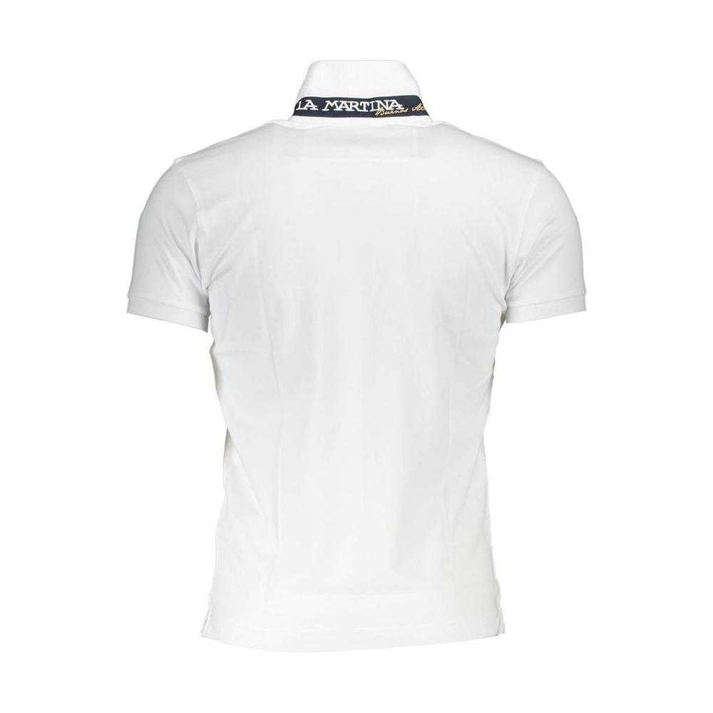 La Martina White Cotton Men Polo Shirt La Martina