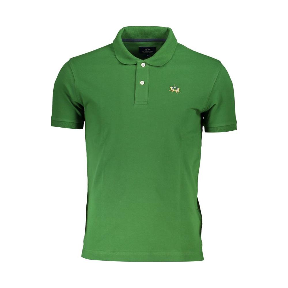 La Martina Green Cotton Men Polo Shirt La Martina