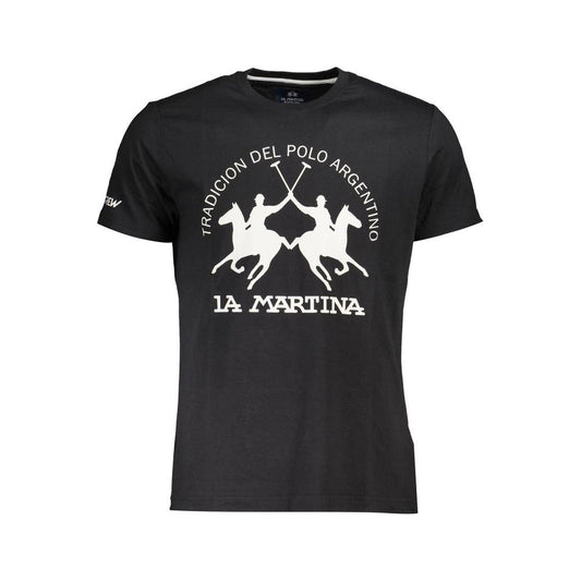 La Martina Black Cotton Men T-Shirt La Martina