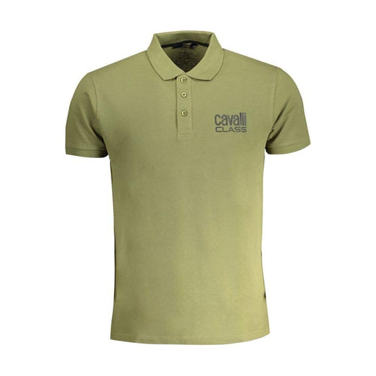 Cavalli Class Green Cotton Polo Shirt Cavalli Class