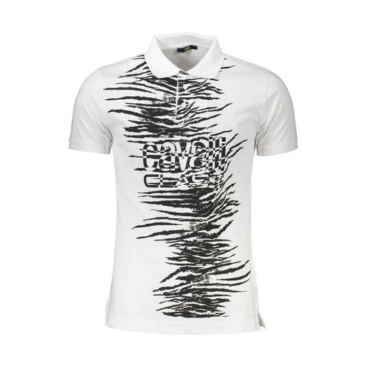 Cavalli Class White Cotton Men Polo Shirt Cavalli Class