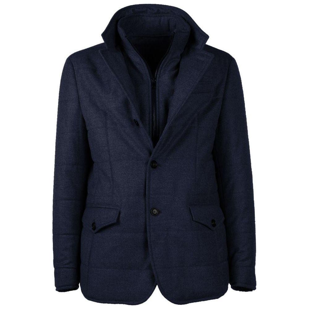 Made in Italy Blue Wool Men Coat Made in Italy