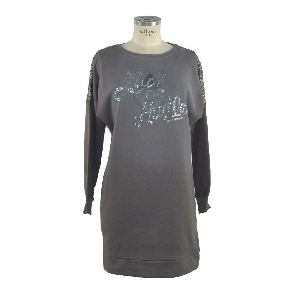 Imperfect Gray Cotton Women Sweatshirt Dress Imperfect