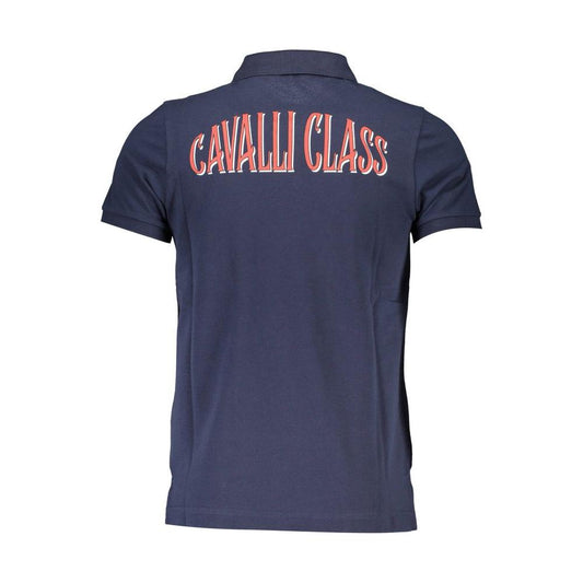 Cavalli Class Blue Cotton Men Polo Shirt Cavalli Class