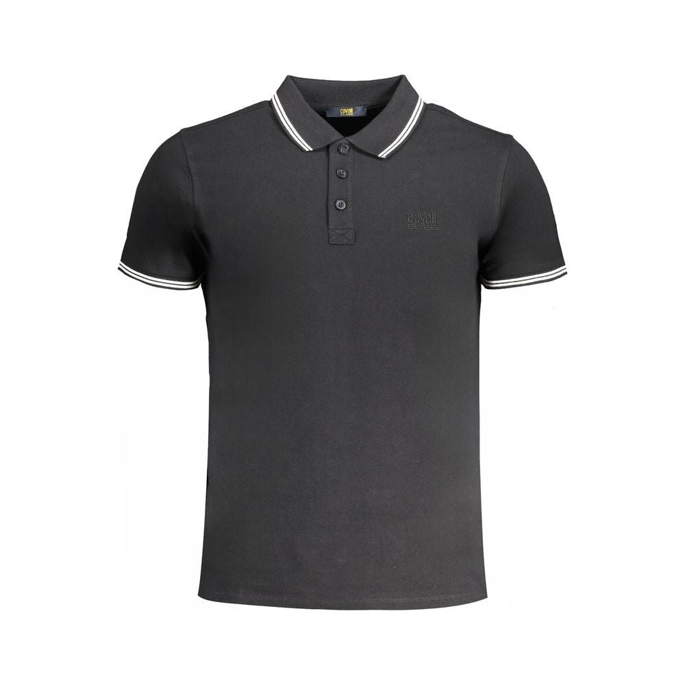 Cavalli Class Black Cotton Polo Shirt Cavalli Class