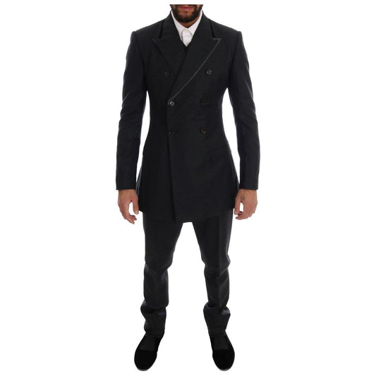 Dolce & Gabbana Elegant Gray Double Breasted Wool Suit