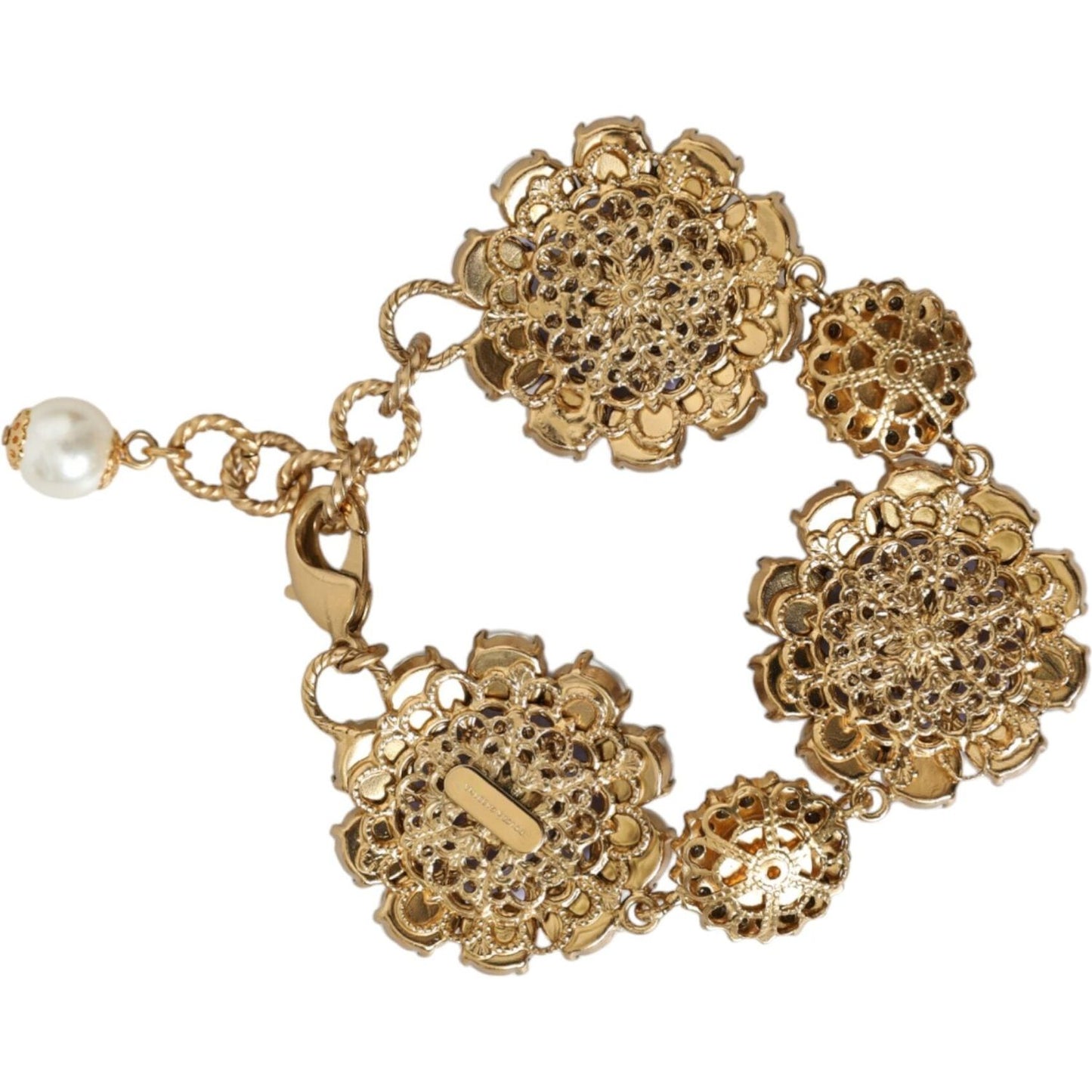 Dolce & Gabbana Gold FIORI BLOOMING Floral Baroque Crystals Bracelet Dolce & Gabbana