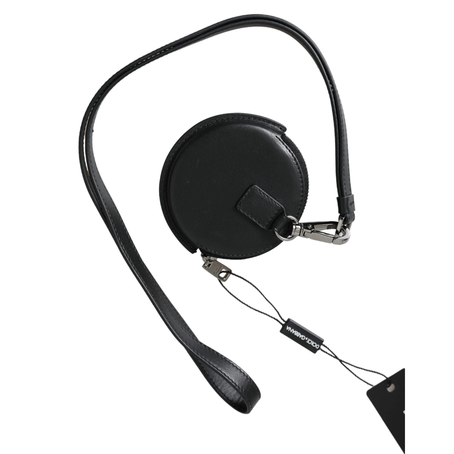 محفظة نقود معدنية دائرية سوداء من Dolce &amp; Gabbana بشعار DG