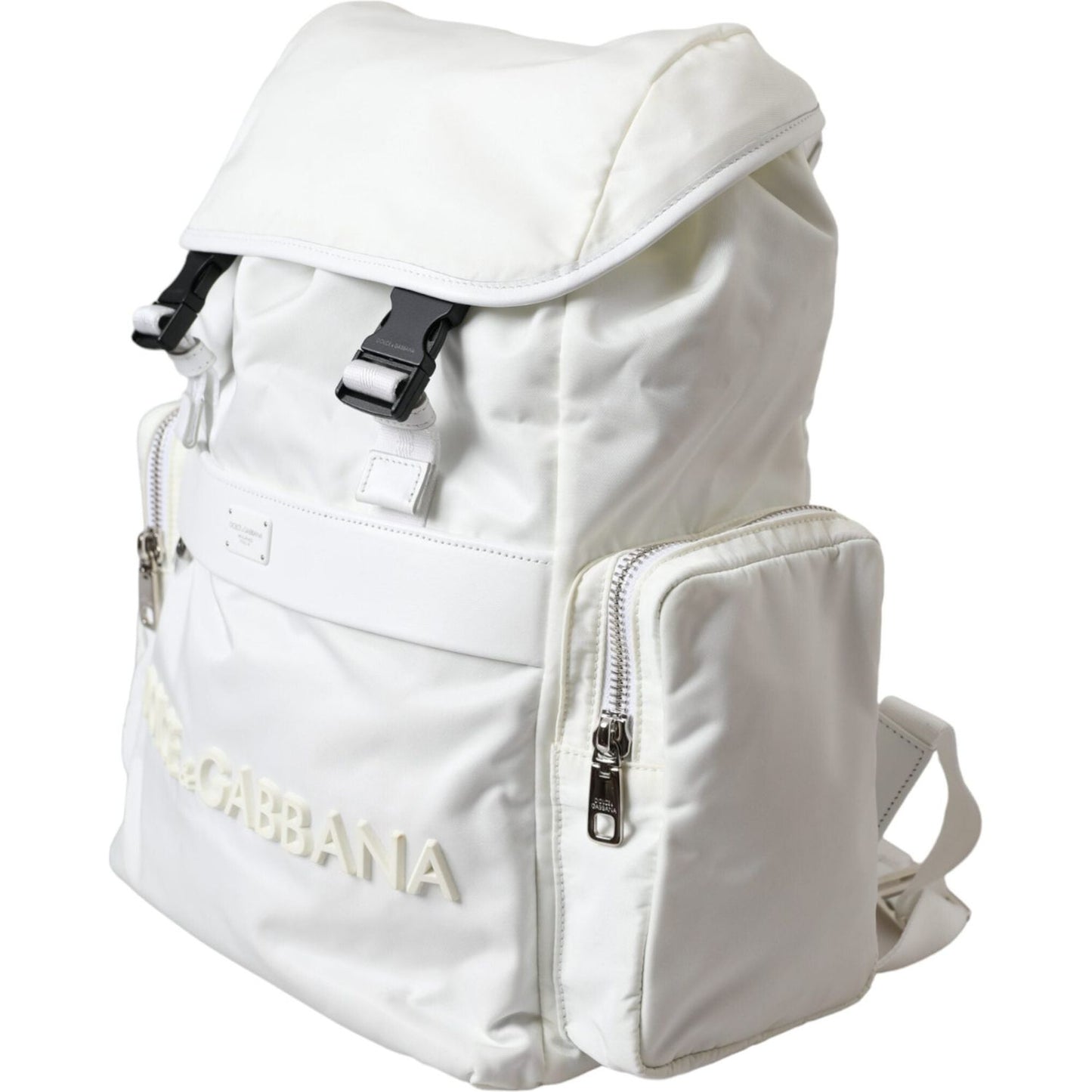 Dolce & Gabbana White Nylon Rubber Logo Backpack Rucksack Bag Dolce & Gabbana