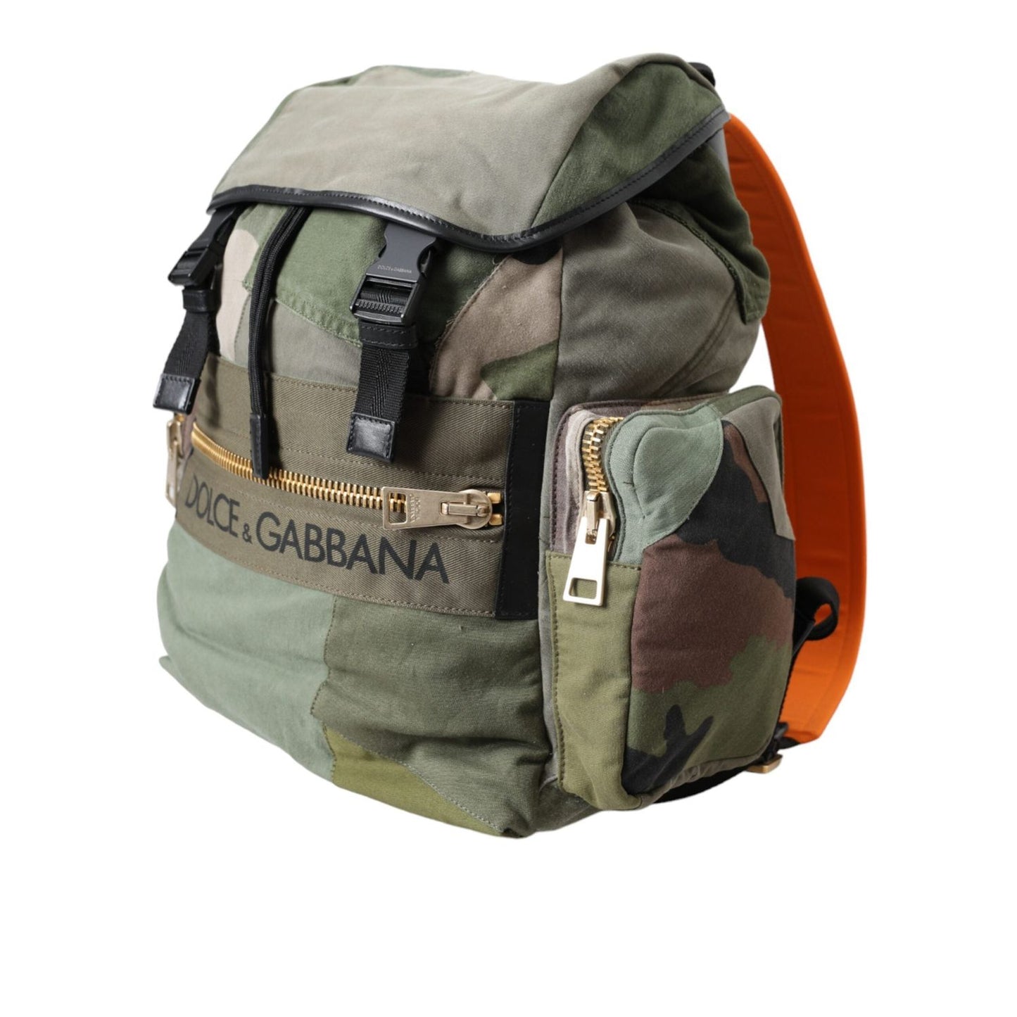 Dolce & Gabbana Military Green Patchwork Rucksack Backpack Bag