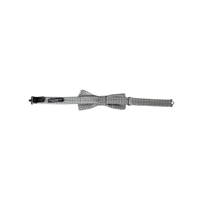 Dolce & Gabbana Gray Silk Polka Dot Adjustable Neck Men Papillon Bow Tie