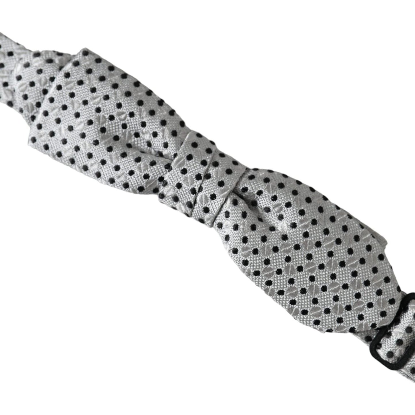 Dolce & Gabbana Gray Silk Polka Dot Adjustable Neck Men Papillon Bow Tie Dolce & Gabbana