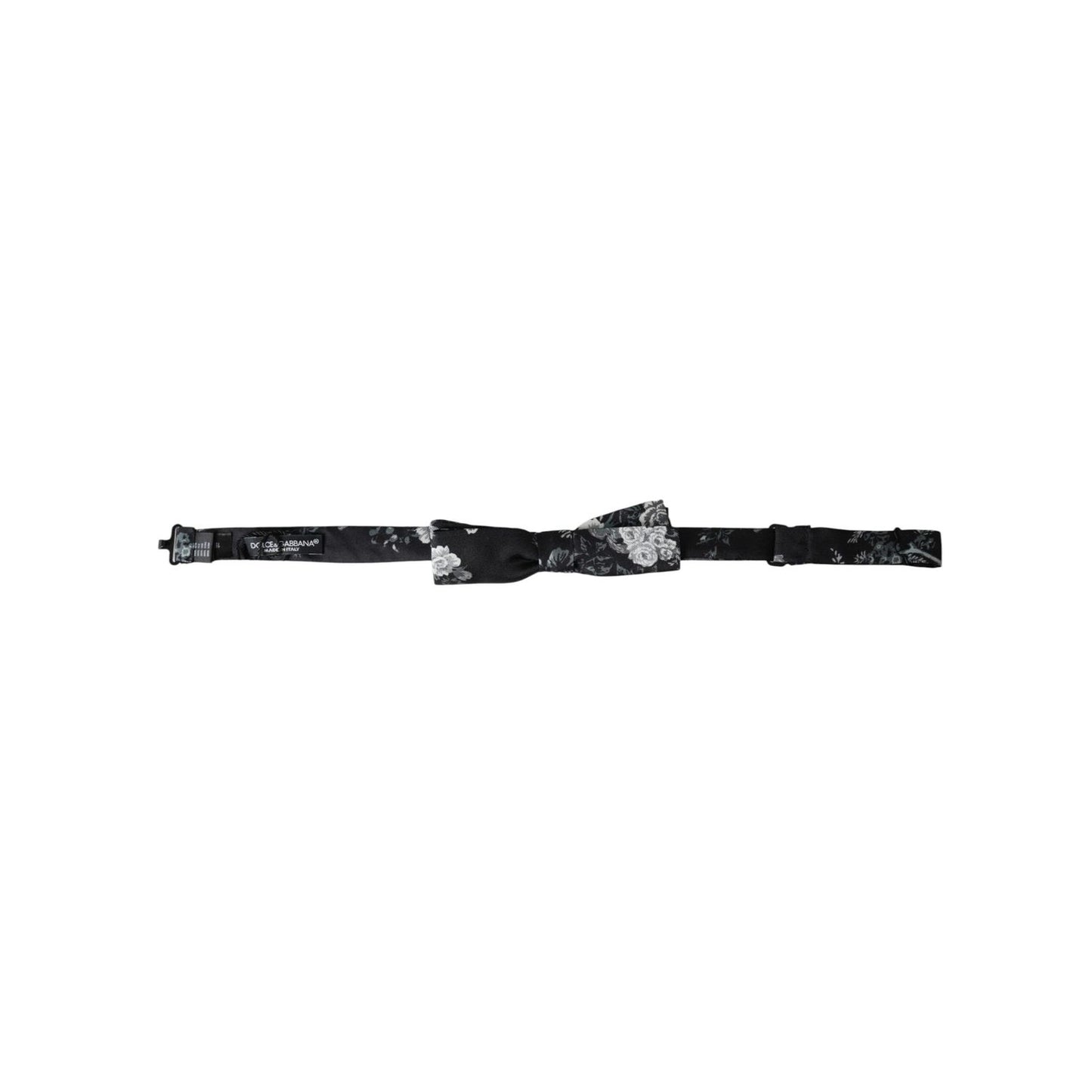 Dolce & Gabbana Black Floral Silk Adjustable Neck Men Bow Tie