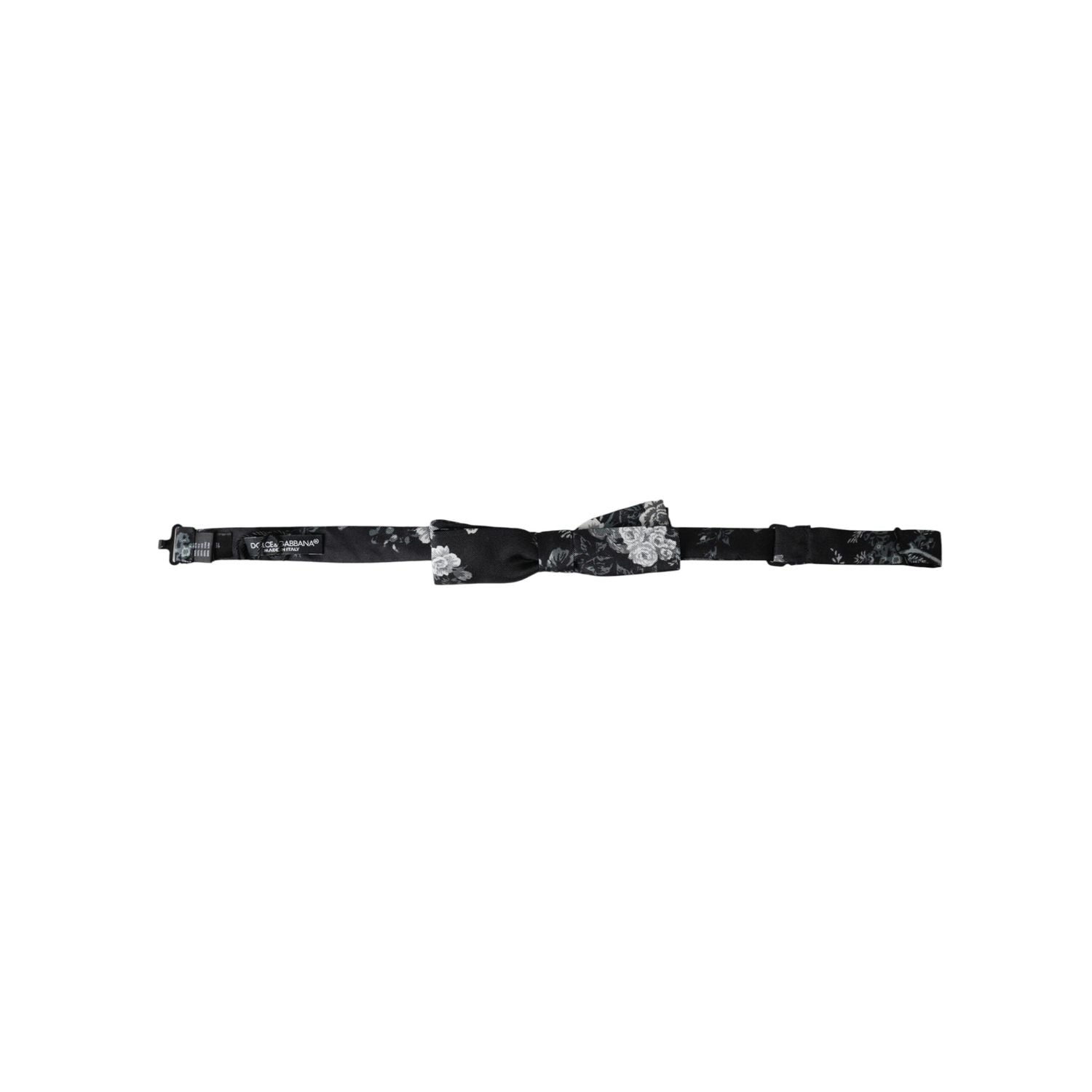 Dolce & Gabbana Black Floral Silk Adjustable Neck Men Bow Tie