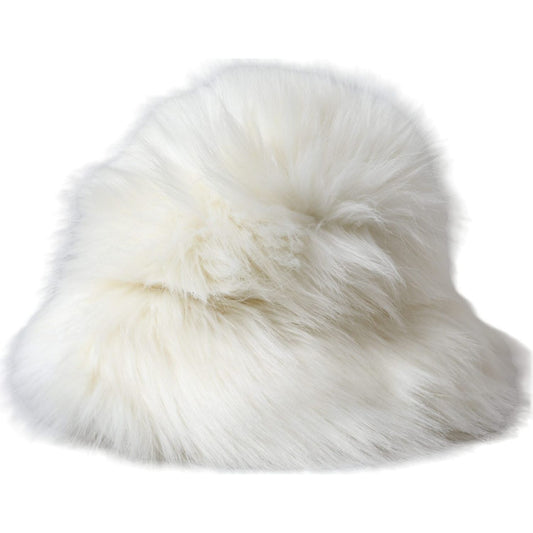 Dolce & Gabbana White Acrylic Fur Womens Bucket Hat Dolce & Gabbana