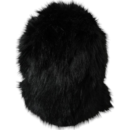 Dolce & Gabbana Black Faux Fur Whole Head Wrap Hat