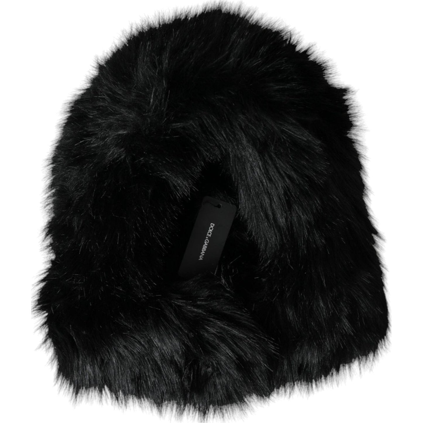 Dolce & Gabbana Black Faux Fur Whole Head Wrap Hat Dolce & Gabbana