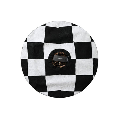 Dolce & Gabbana Black White Checkered Wide Brim Floppy Hat