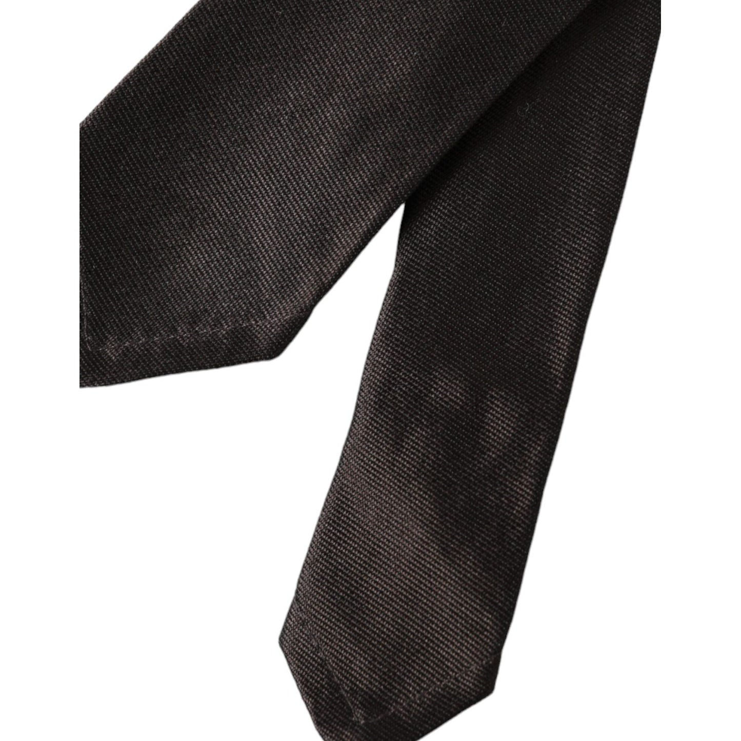 Dolce & Gabbana Brown Solid 100% Silk Adjustable Tie Dolce & Gabbana