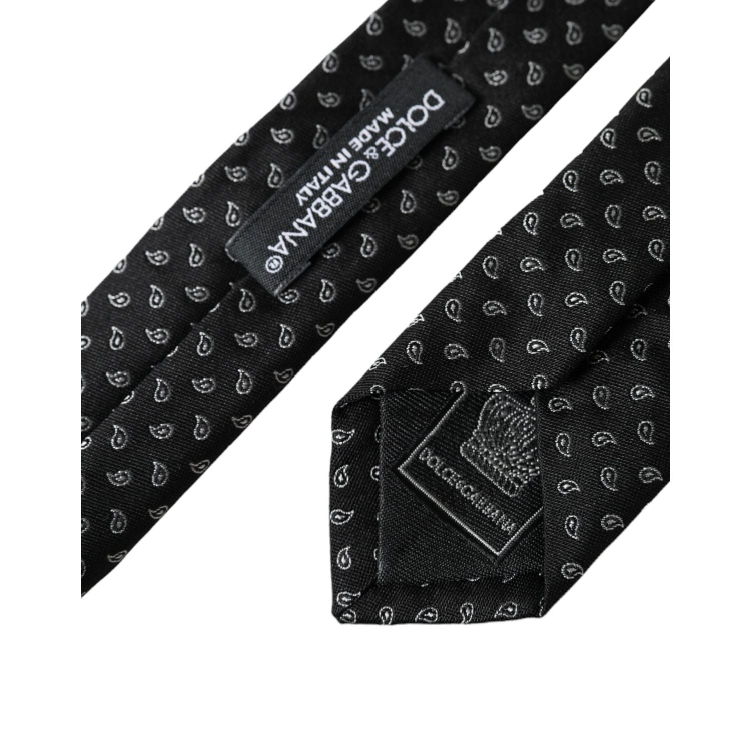 Dolce & Gabbana Black Jacquard Patterned Silk Adjustable Men Tie