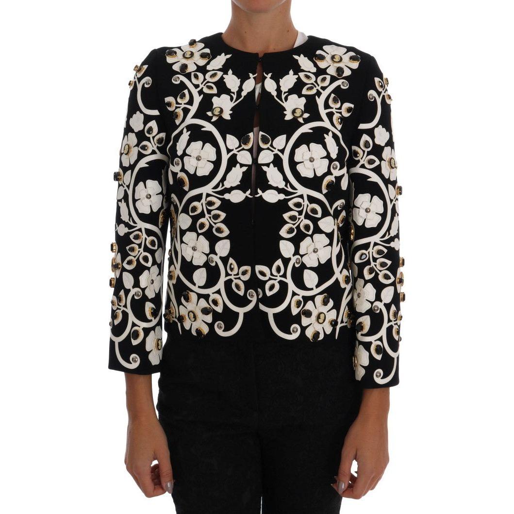 Dolce & Gabbana Black Baroque Floral Crystal Jacket