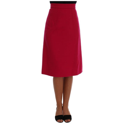 Dolce & Gabbana Pink Wool Knee Long A-Line Skirt