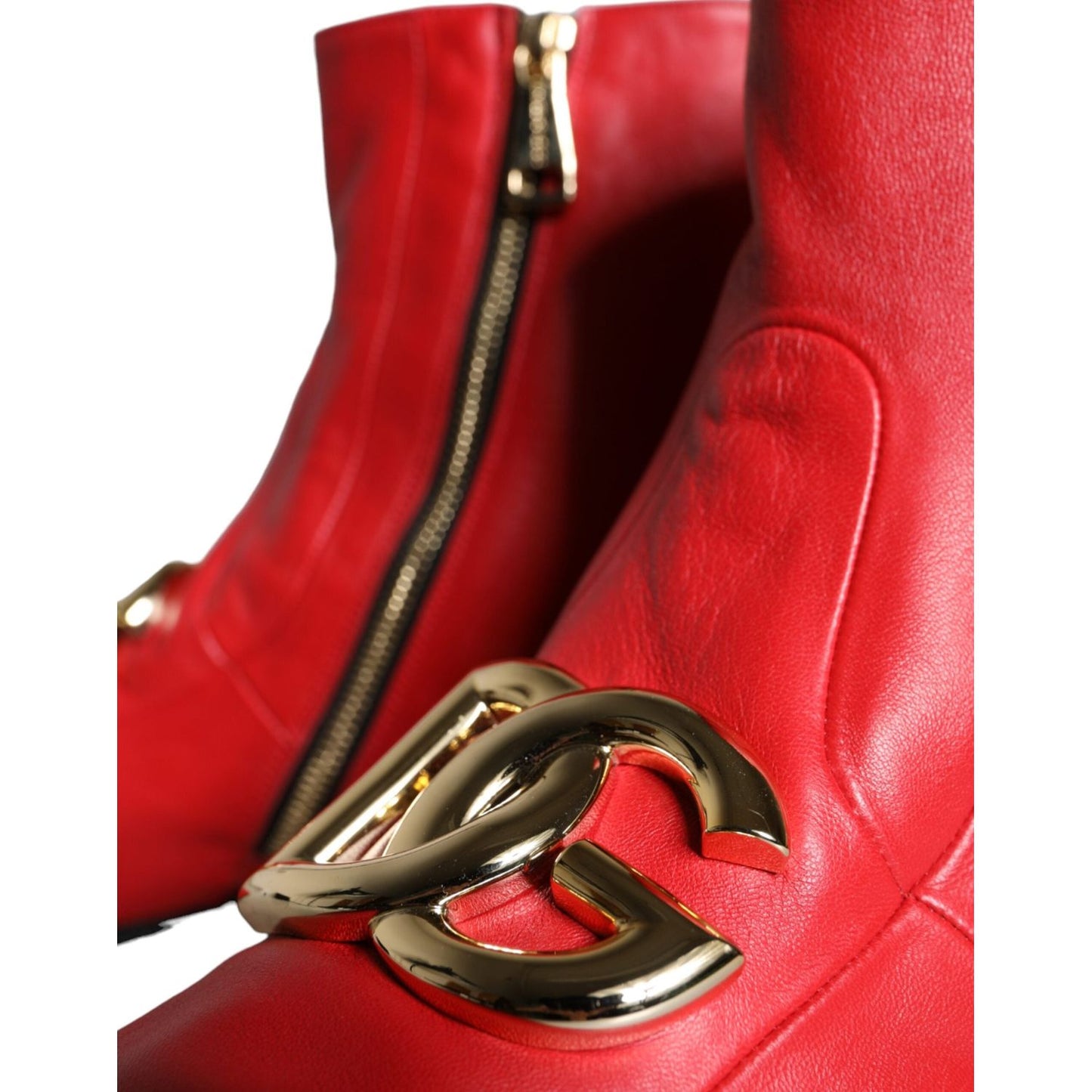 Dolce & Gabbana Red Lambskin Leather Men Ankle Boots Shoes Dolce & Gabbana