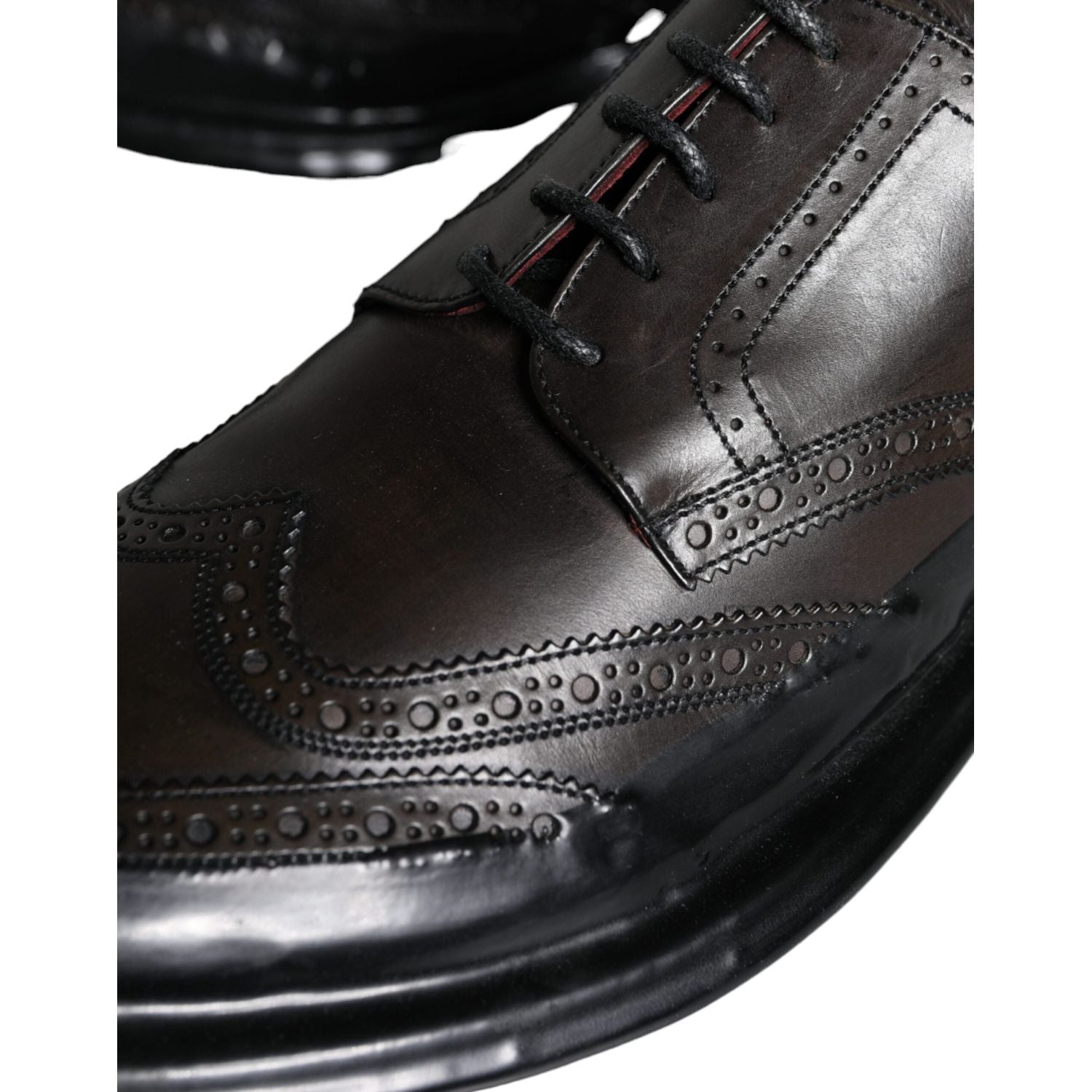 Dolce & Gabbana Black Leather Oxford Wingtip Formal Men Shoes
