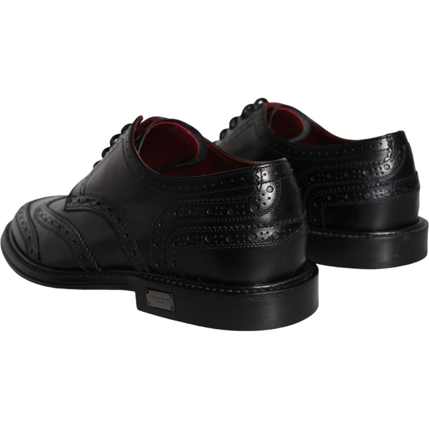 Dolce & Gabbana Black Leather Oxford Wingtip Formal Men Shoes Dolce & Gabbana