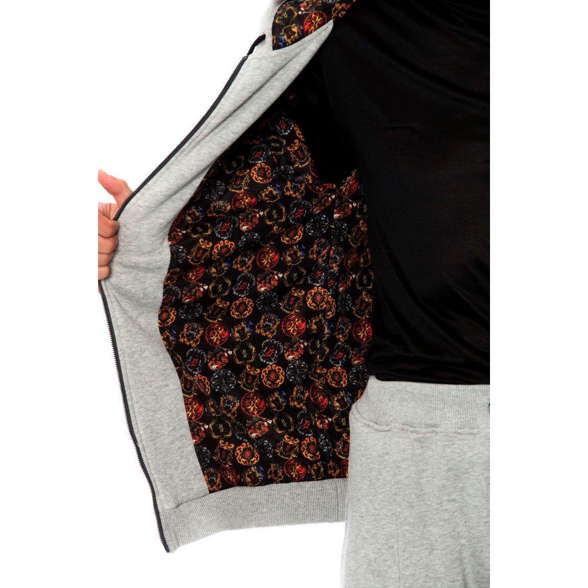 优雅灰色连帽棉质运动服