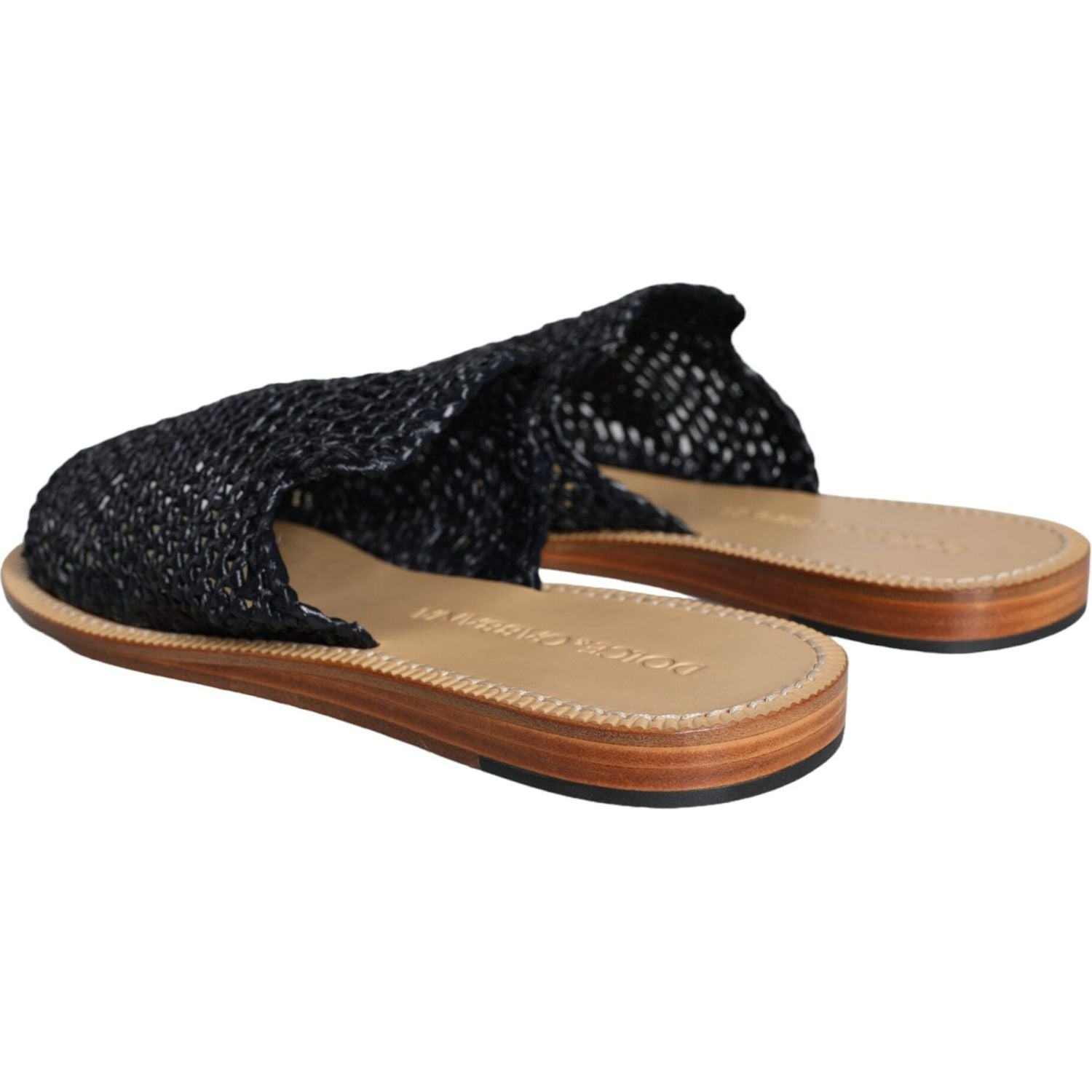 حذاء دولتشي آند غابانا أسود اللون من الرافي المضفر