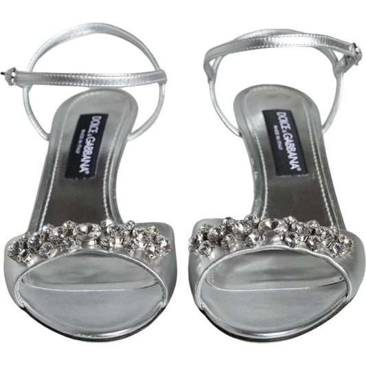 Dolce & Gabbana Silver Crystal AnkleStrap Keira Sandals Shoes Dolce & Gabbana