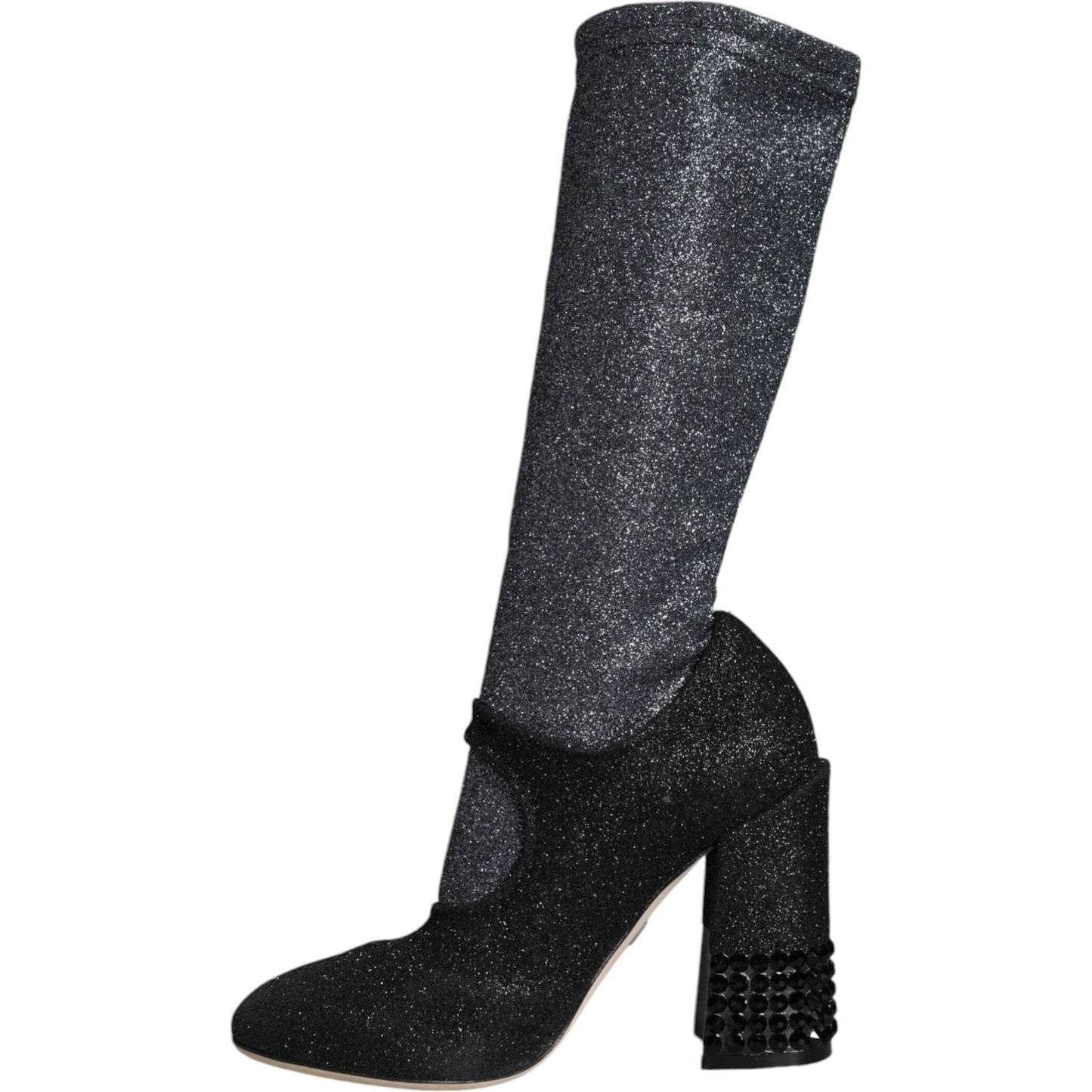 Dolce & Gabbana Black Crystal Mary Janes Booties Shoes Dolce & Gabbana