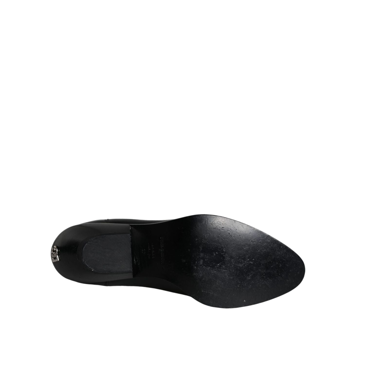 حذاء بوت قصير من الجلد الأسود من دولتشي آند غابانا