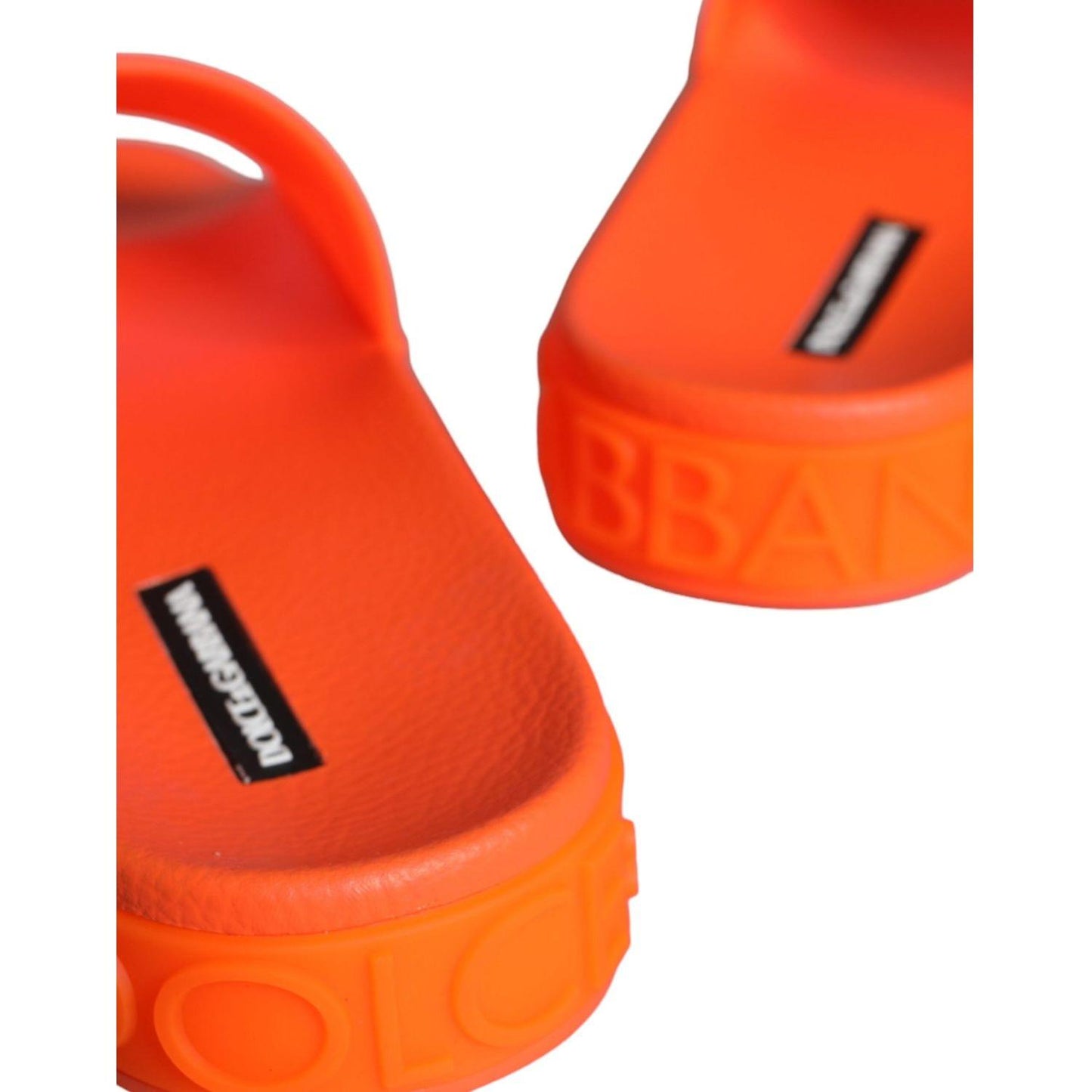 Dolce & Gabbana Orange Rubber Slides Sandals Beachwear Shoes Dolce & Gabbana