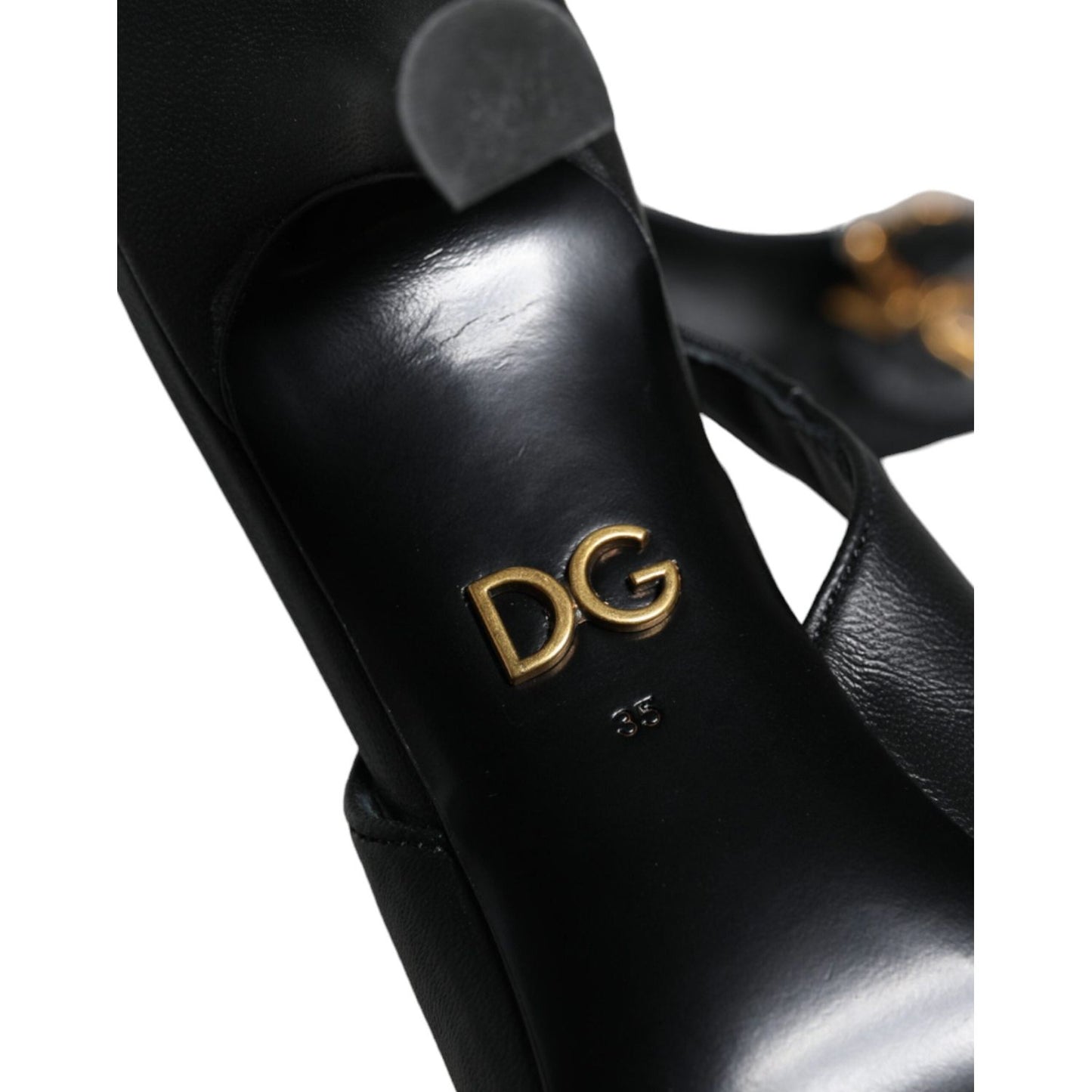 Dolce & Gabbana Black Devotion Leather Heels Slingback Shoes Dolce & Gabbana