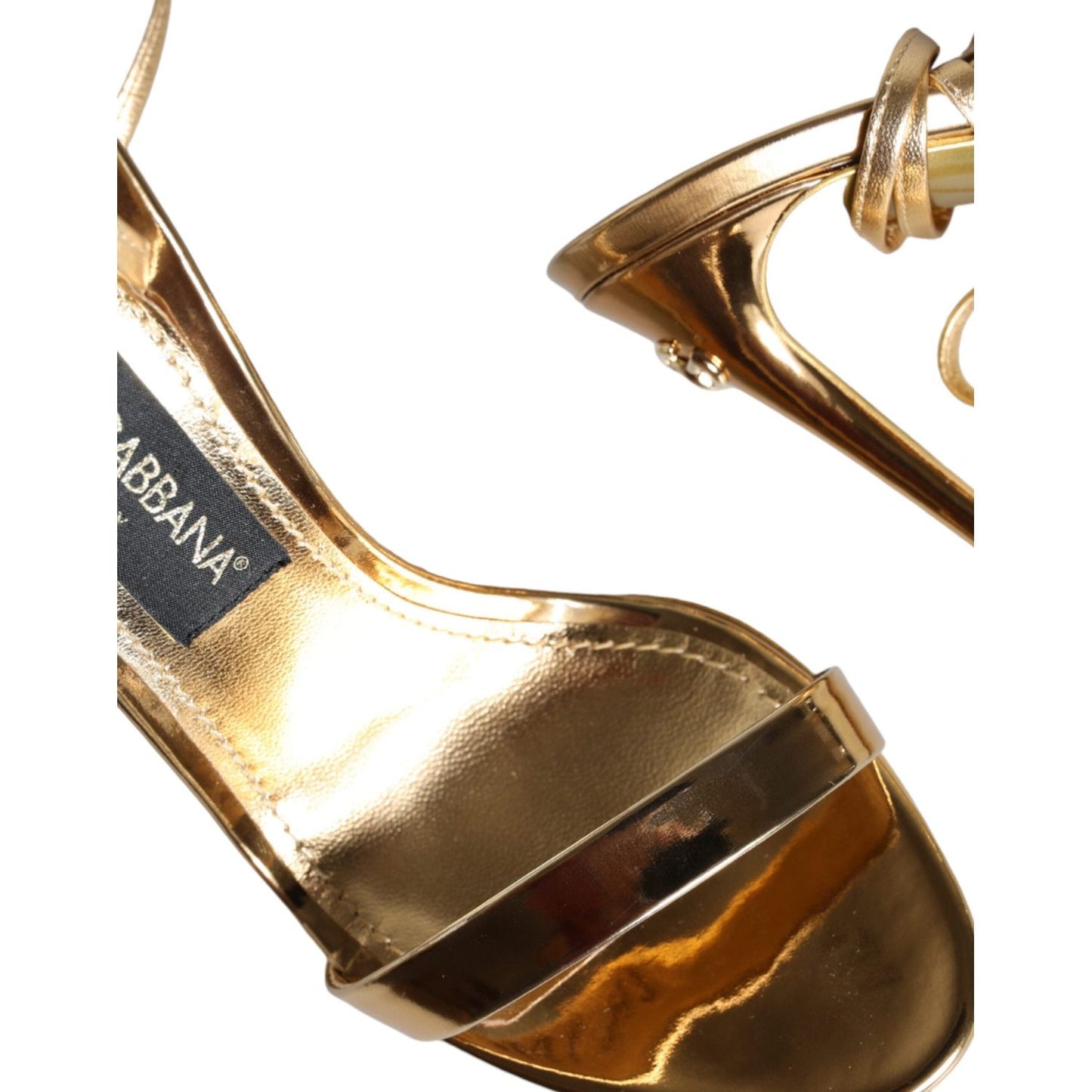 Dolce & Gabbana Gold Leather High Heels Sandals Shoes Dolce & Gabbana