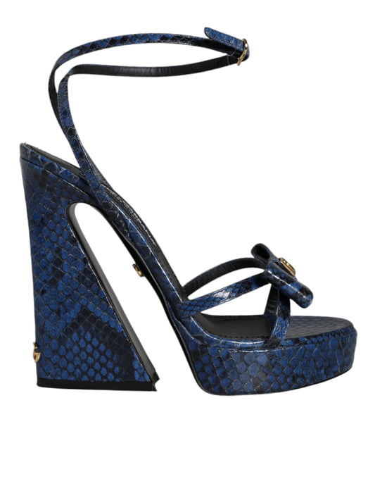 Dolce & Gabbana Blue Leather Ankle Strap Heels Sandals Shoes Dolce & Gabbana