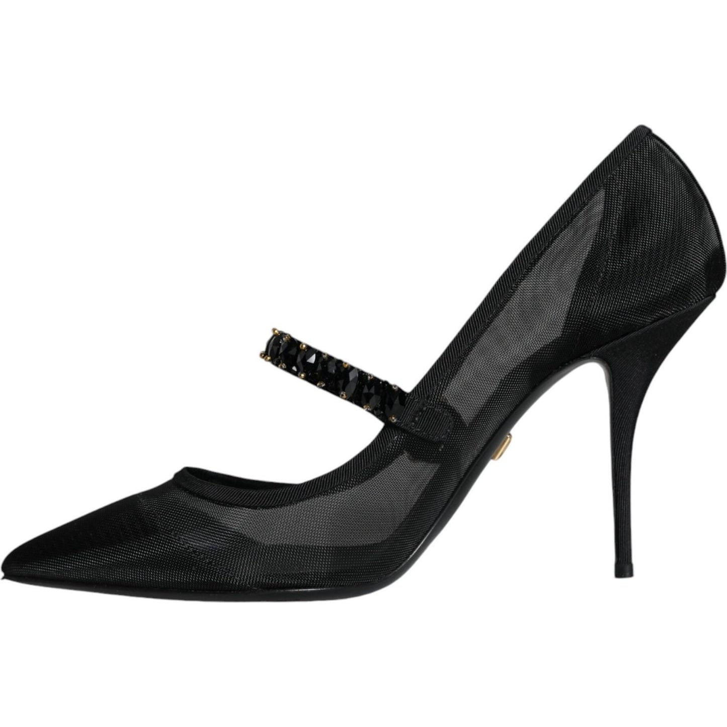 Dolce & Gabbana Black Mesh Mary Jane Crystal Heel Pumps Shoes Dolce & Gabbana