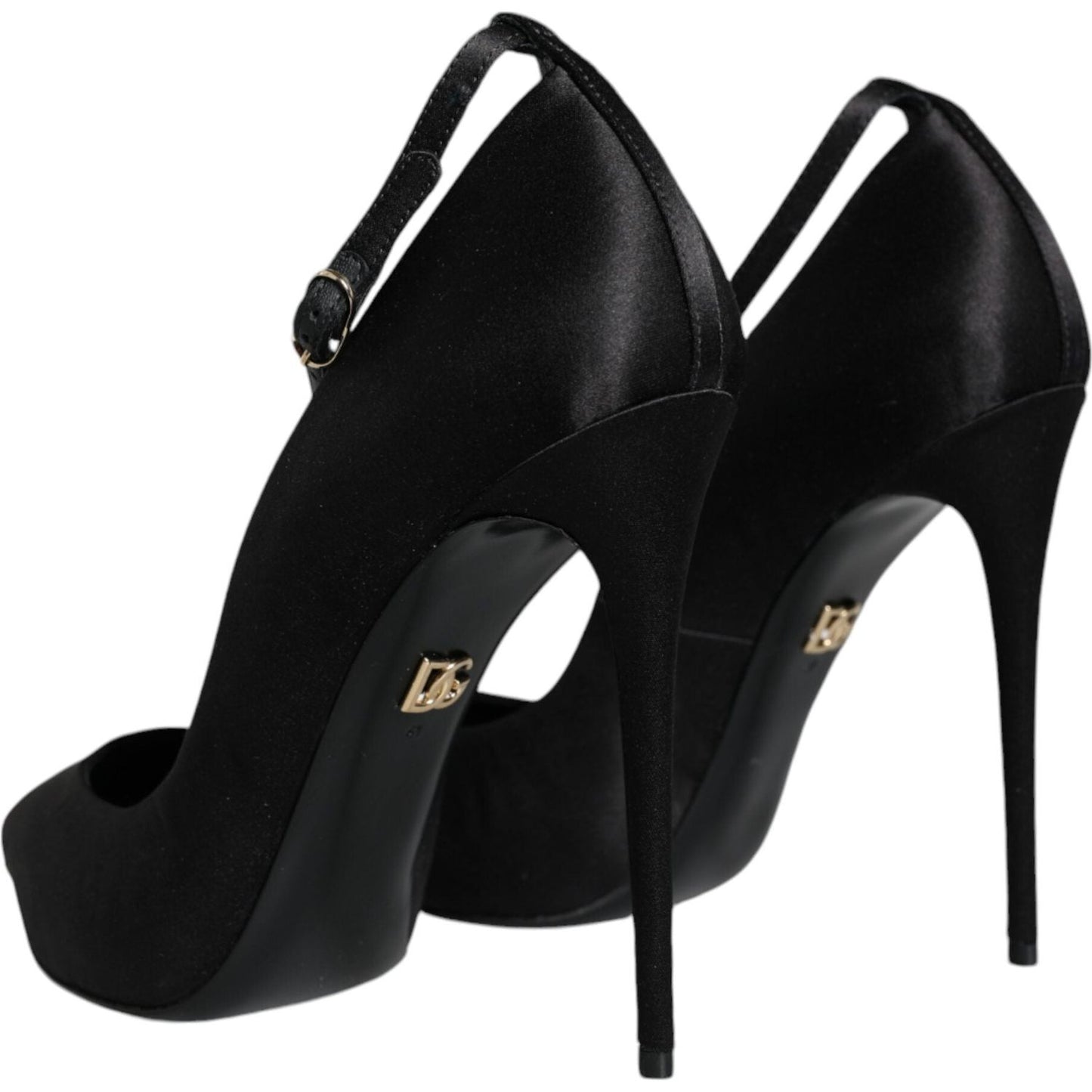 Dolce & Gabbana Black Satin Ankle Strap Heels Pumps Shoes Dolce & Gabbana