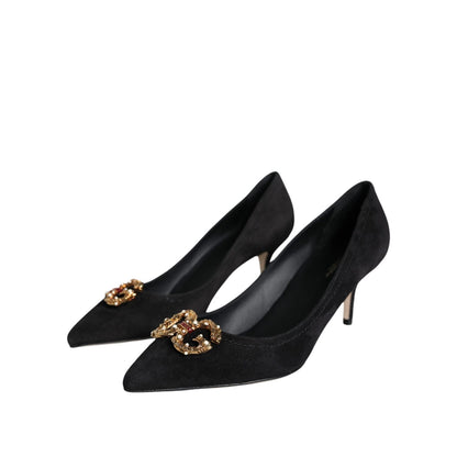 Dolce & Gabbana Black Amore Suede Bellucci Heels Pumps Shoes