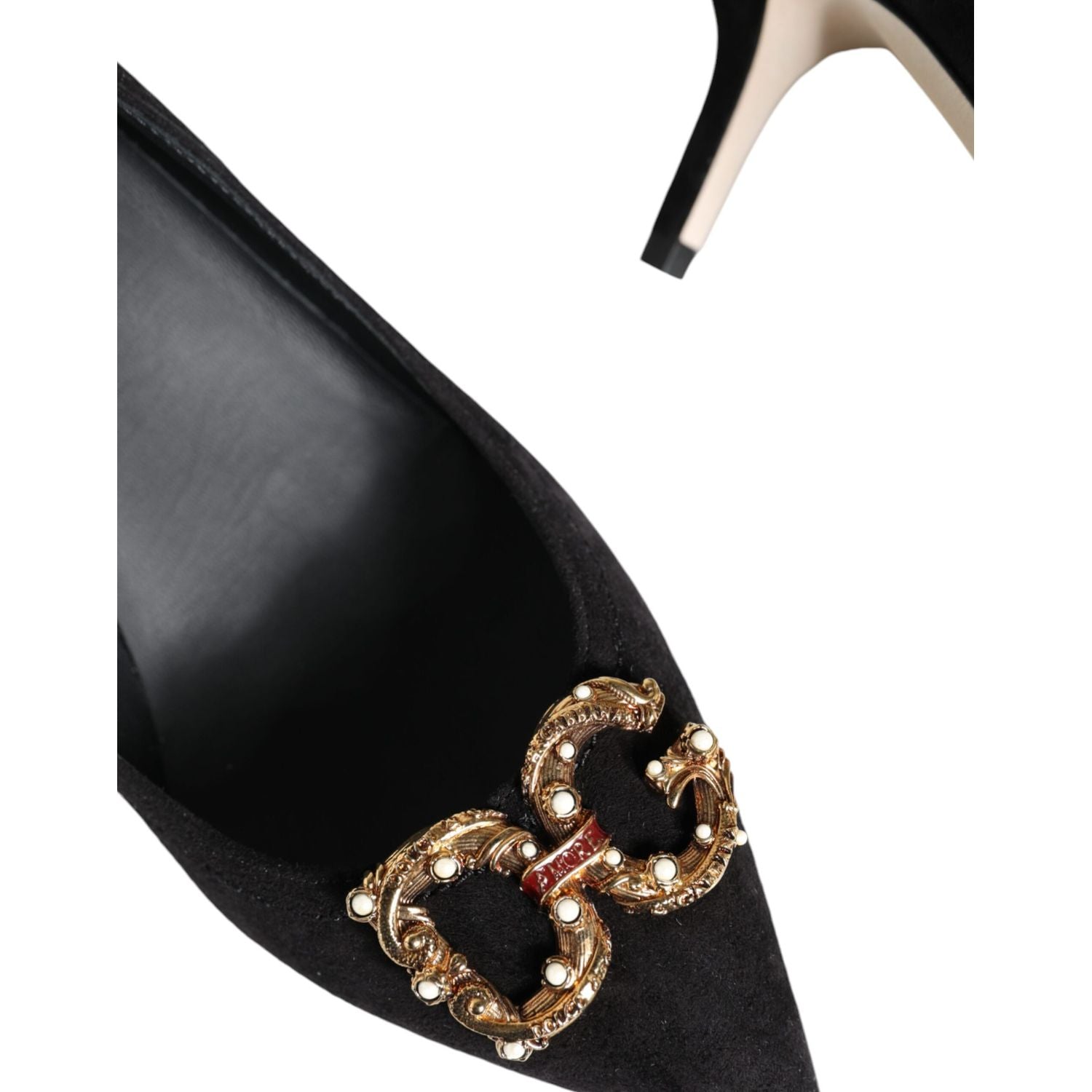حذاء Dolce &amp; Gabbana Black Amore Suede Bellucci بكعب عالٍ