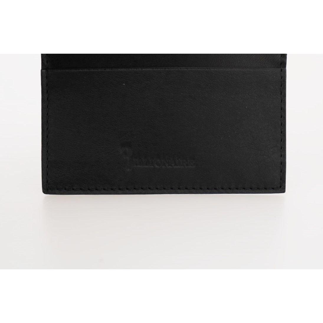 Billionaire Italian Couture Black Leather Cardholder Wallet