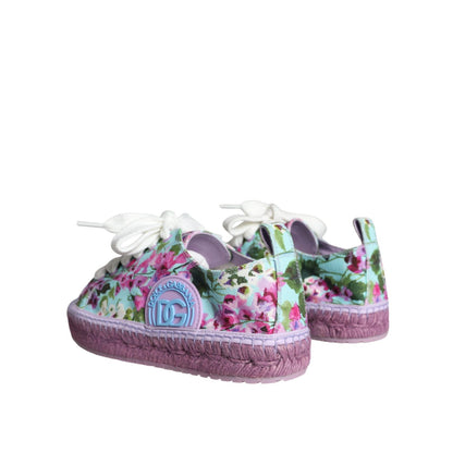 Dolce & Gabbana Multicolor Canvas Floral Espadrilles Sneakers Shoes