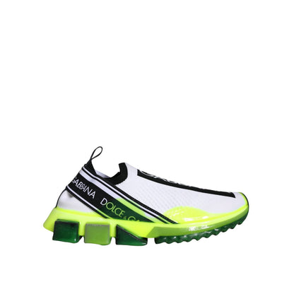 Dolce & Gabbana White Yellow Slip On Sorrento Sneakers Shoes